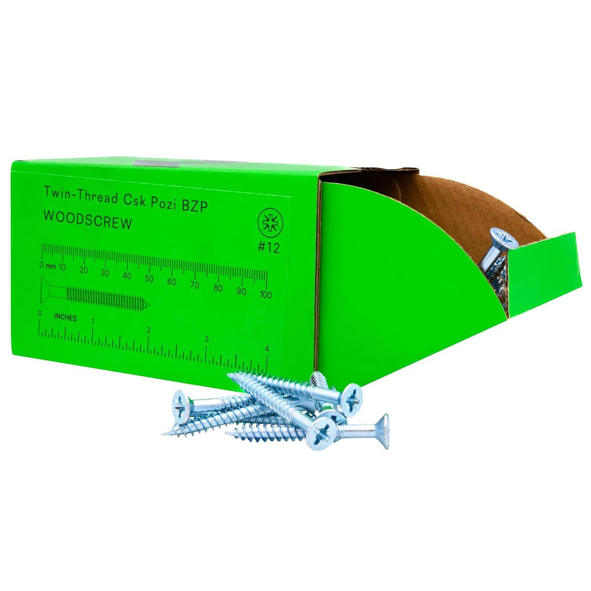 Rikä TWSR040 Woodscrew Twin-Thread CSK BZP 12 x 2in 200pk